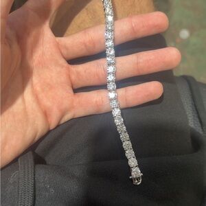 Diamond Supply Co Silver Tennis Bracelet with Sparkling Crystals
